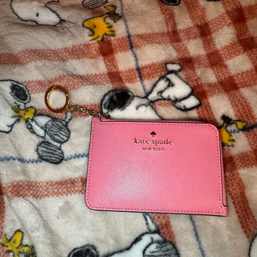 Kate spade card holder wallet keychain blossom pink